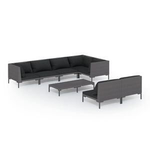 vidaXL Garden Lounge Set | Dark grey | Powder-coated steel | Large