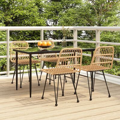 vidaXL 5 Piece Garden Dining Set Poly Rattan