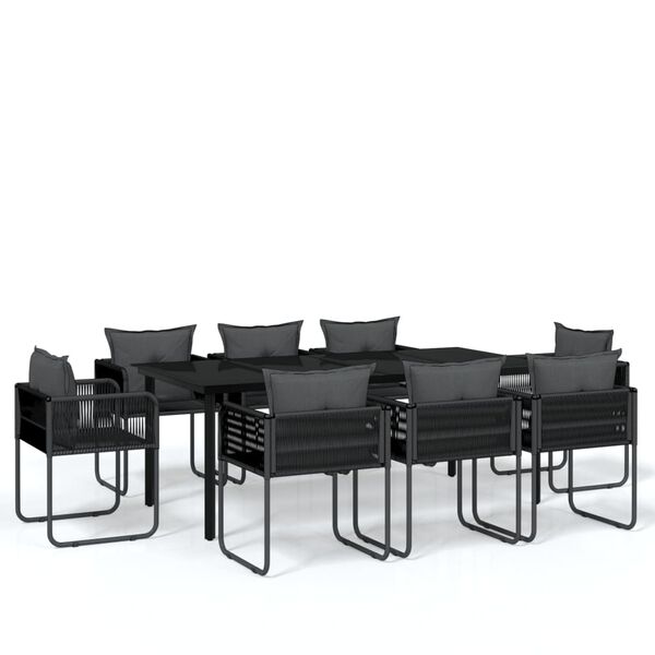 vidaXL 9 Piece Garden Dining Set Black