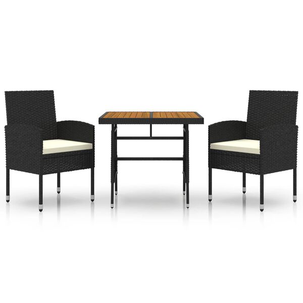 vidaXL 3 Piece Outdoor Dining Set Poly Rattan Black