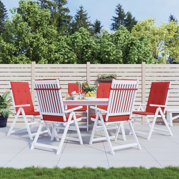 vidaXL Garden Highback Chair Cushions 6 pcs Red 120x50x3 cm Fabric