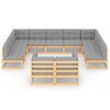 vidaXL 11 Piece Garden Lounge Set with Cushions Solid Pinewood