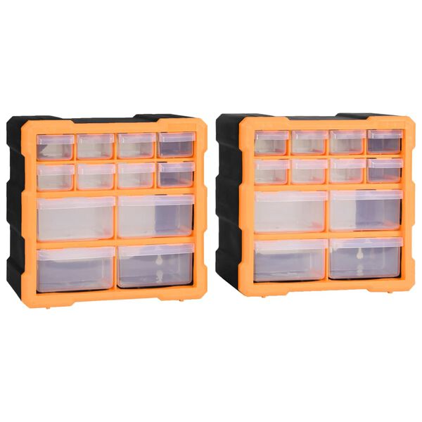 vidaXL Multi-drawer Organisers with 12 Drawers 2 pcs 26.5x16x26 cm
