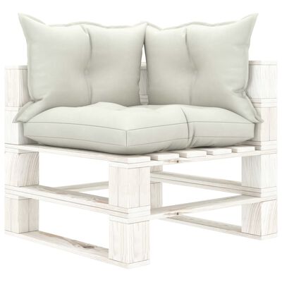 vidaXL Garden Pallet Corner Sofa with Beige Cushions Wood