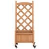vidaXL Planter with Trellis and Wheels Brown Solid Wood Fir