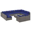 vidaXL 12 Piece Garden Lounge Set with Cushions Grey Poly Rattan