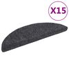 vidaXL Stair Mats Self-adhesive 15 pcs 56x17x3 cm Dark Grey Half Round