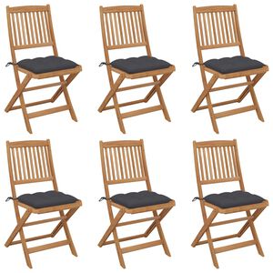vidaXL Folding Chairs 6 pcs with Cushions Solid Acacia Wood