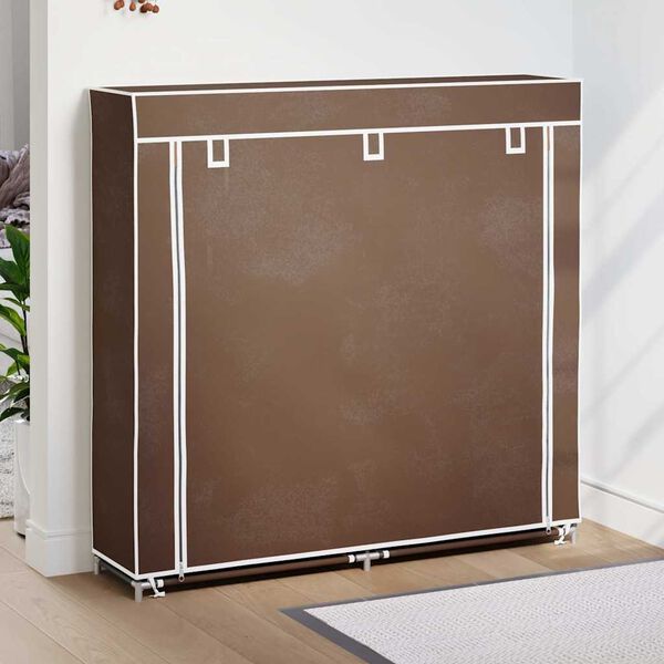 vidaXL Fabric Shoe Cabinet with Cover 115 x 28 x 110 cm Brown