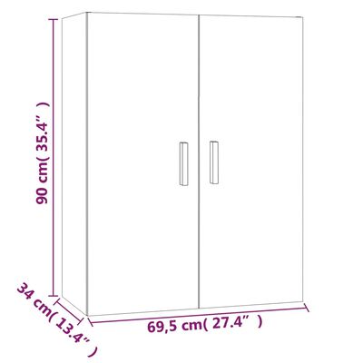 vidaXL Hanging Wall Cabinet Grey Sonoma 69.5x34x90 cm