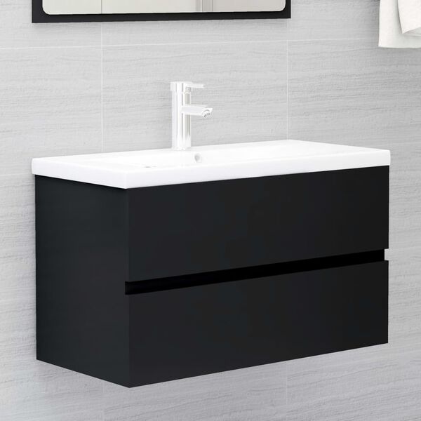 vidaXL Sink Cabinet Black 80x38.5x45 cm Engineered Wood