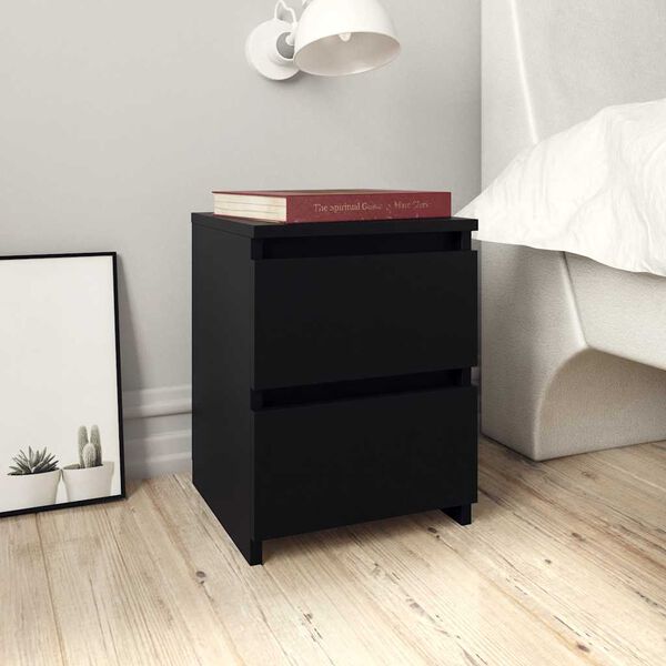 vidaXL Bedside Cabinet Black 30x30x40 cm Engineered Wood