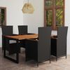 vidaXL 5 Piece Garden Dining Set Black