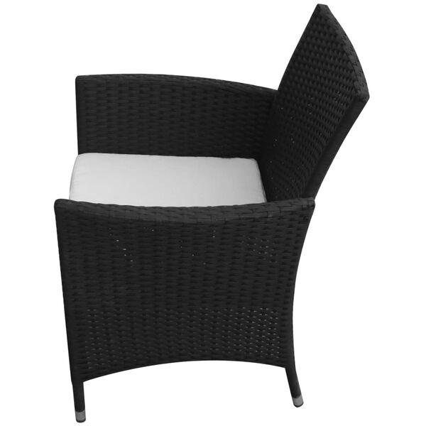 vidaXL 7 Piece Outdoor Dining Set with Cushions Poly Rattan Black