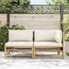 vidaXL 2 Piece Garden Lounge Set with Cream White Cushions Bamboo