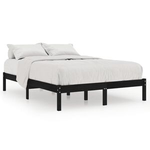 vidaXL Bed Frame without Mattress Black Solid Wood 120x200 cm