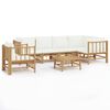 vidaXL 7 Piece Garden Lounge Set with Cream White Cushions Bamboo