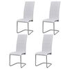 vidaXL Cantilever Dining Chairs 4 pcs White Faux Leather