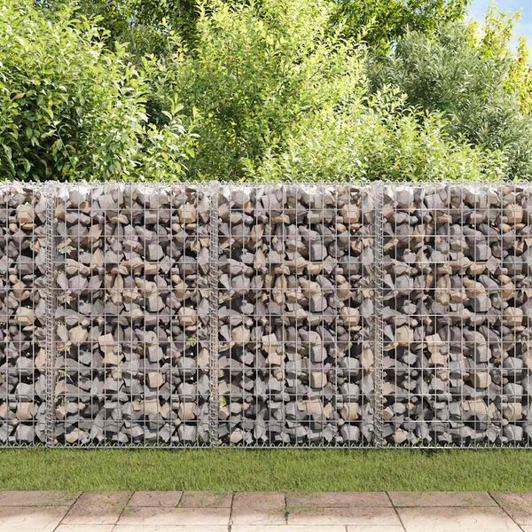 vidaXL Gabion Wall with Covers Galvanised Steel 300x30x100 cm