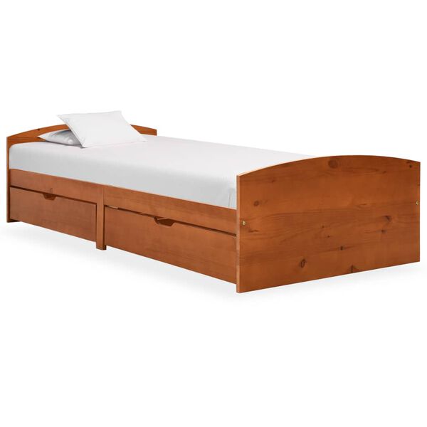 vidaXL Bed Frame with 2 Drawers without Mattress Honey Brown 90x200 cm