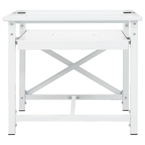 Washing Machine Pedestal with Pull-Out Shelf White