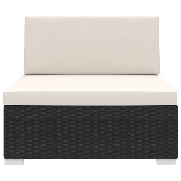 vidaXL Sectional Middle Seat 1 pc with Cushions Poly Rattan Black