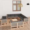 vidaXL 12 Piece Garden Lounge Set with Cushions Solid Pinewood
