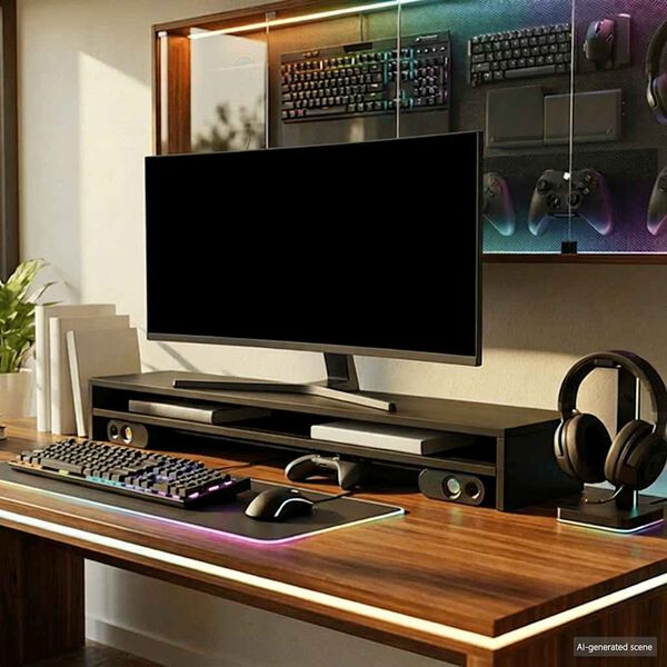 vidaXL Monitor Stand Black 100x24x13 cm Engineered Wood