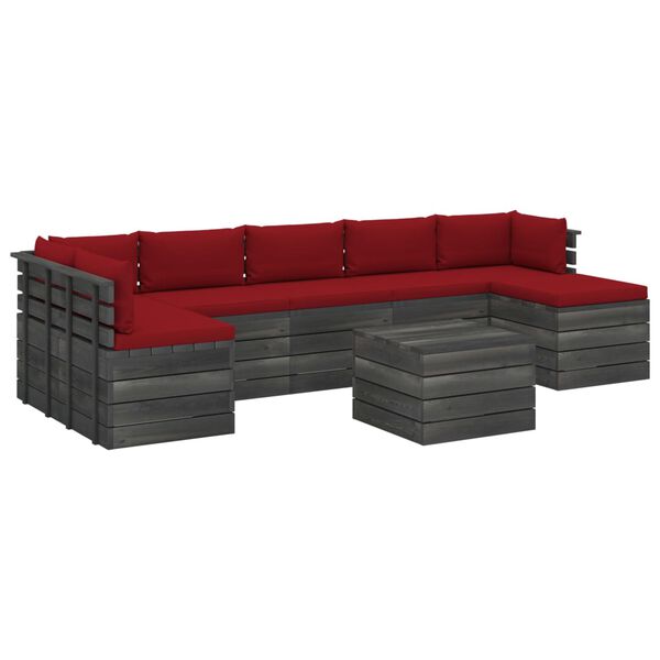 vidaXL 8 Piece Garden Pallet Lounge Set with Cushions Solid Pinewood