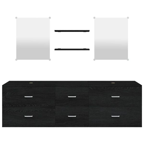 vidaXL 5 Piece Bathroom Furniture Set Black Engineered Wood