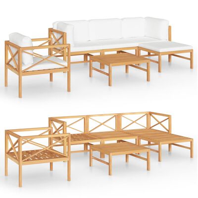 vidaXL 6 Piece Garden Lounge Set with Cream Cushions Solid Teak Wood