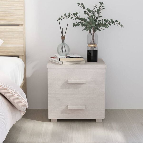 vidaXL Bedside Cabinet HAMAR White 40x35x44.5 cm Solid Pinewood