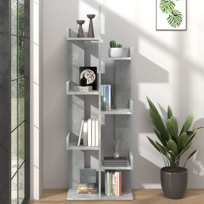 vidaXL Book Cabinet Concrete Grey 48x25.5x140 cm Engineered Wood