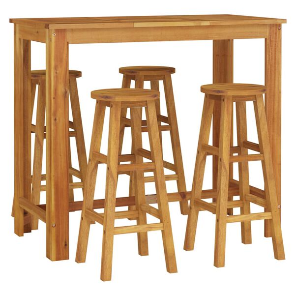 vidaXL 5 Piece Garden Bar Set Solid Wood Acacia
