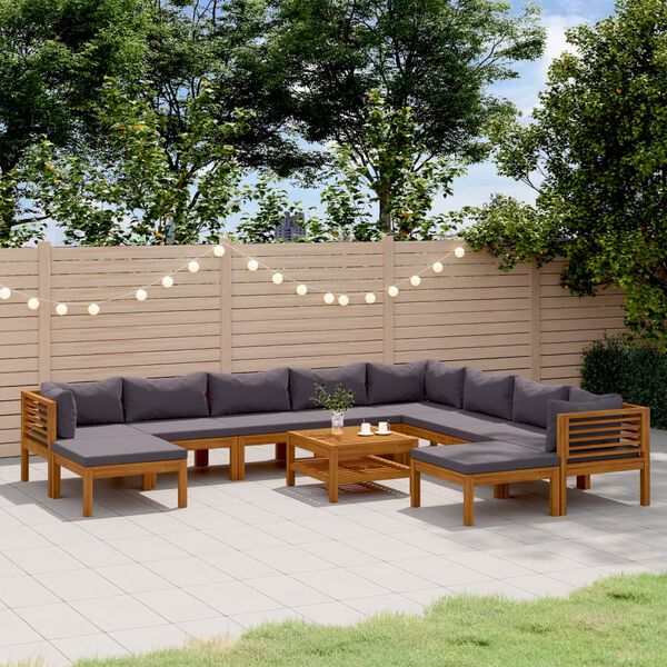 vidaXL 11 Piece Garden Lounge Set with Cushion Solid Acacia Wood