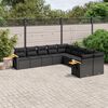 vidaXL 10 Piece Garden Sofa Set with Cushions Black Poly Rattan