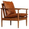 vidaXL 2 Piece Sofa Set Brown Real Leather and Solid Wood Acacia