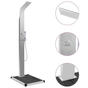 vidaXL Outdoor Shower with Tray WPC Stainless Steel