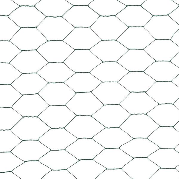 vidaXL Chicken Wire Fence Steel with PVC Coating 25x1.5 m Green