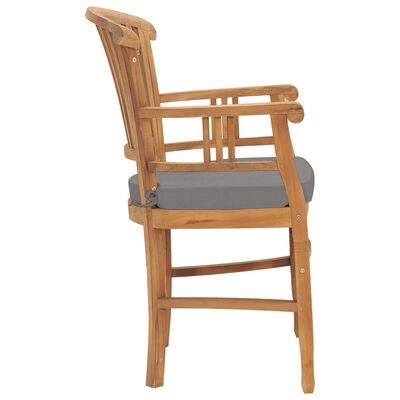 vidaXL Garden Chairs 2 pcs with Dark Grey Cushions Solid Teak Wood