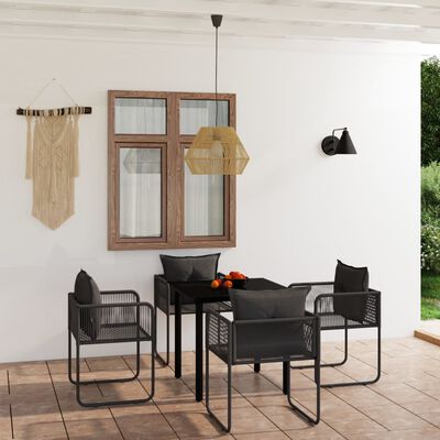 vidaXL 5 Piece Garden Dining Set Black