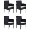 vidaXL 5 Piece Garden Dining Set with Cushions Poly Rattan Black