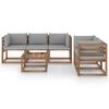 vidaXL 6 Piece Garden Lounge Set with Grey Cushions