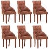 vidaXL Dining Chairs 6 pcs Brown Real Goat Leather