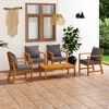 vidaXL 5 Piece Garden Lounge Set with Cushion Solid Acacia Wood