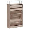 vidaXL Shoe Cabinet with a Drawer and a Top Glass Shelf Wood Oak Look