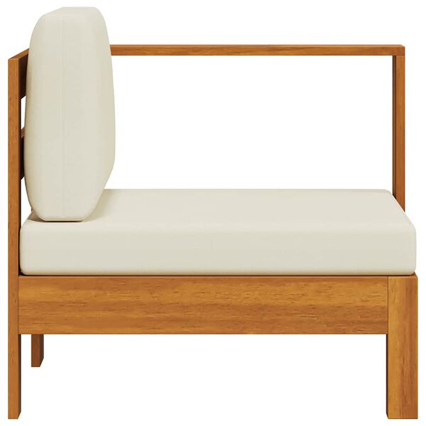 vidaXL Middle Sofa with 1 Armrest Cream White Solid Acacia Wood