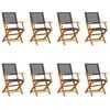 vidaXL Folding Garden Chairs 8 pcs Black Poly Rattan and Solid Wood