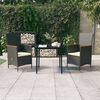 vidaXL 3 Piece Garden Dining Set with Cushions Black