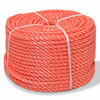 vidaXL Twisted Rope Polypropylene 16 mm 100 m Orange